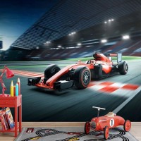 Formula 1 red car wallpaper Kids room, race wall mural
