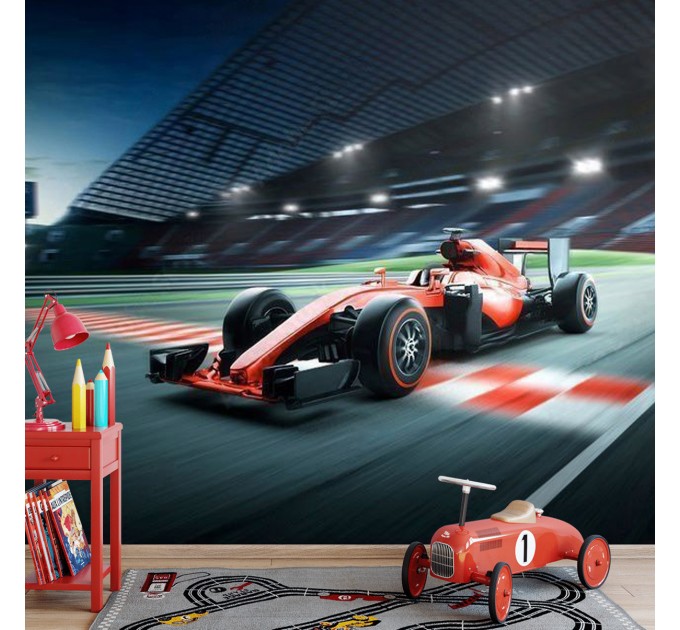 Formula 1 red car wallpaper Kids room, race wall mural