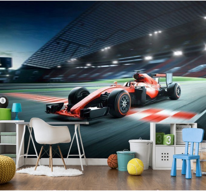 Formula 1 red car wallpaper Kids room, race wall mural