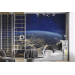 Earth orbital view wall decal, space theme wall mural