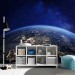 Earth orbital view wall decal, space theme wall mural