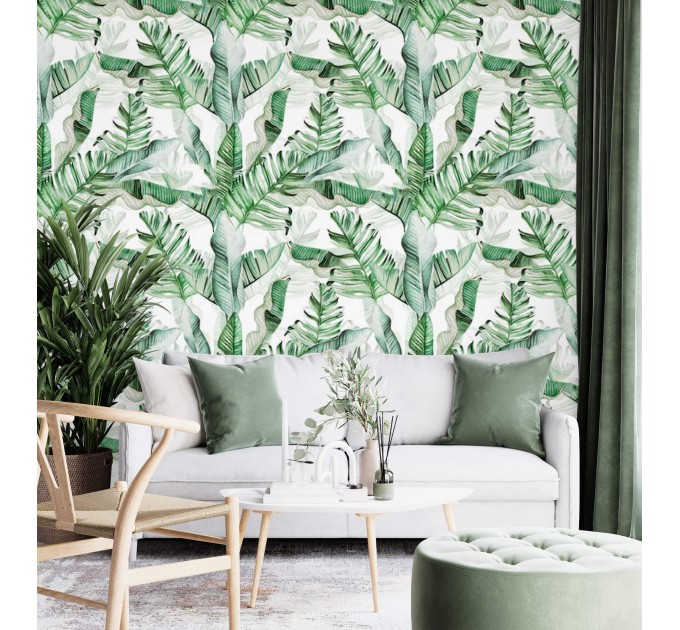 Wallpaper banana leaves Peel and stick removable wallpaper
