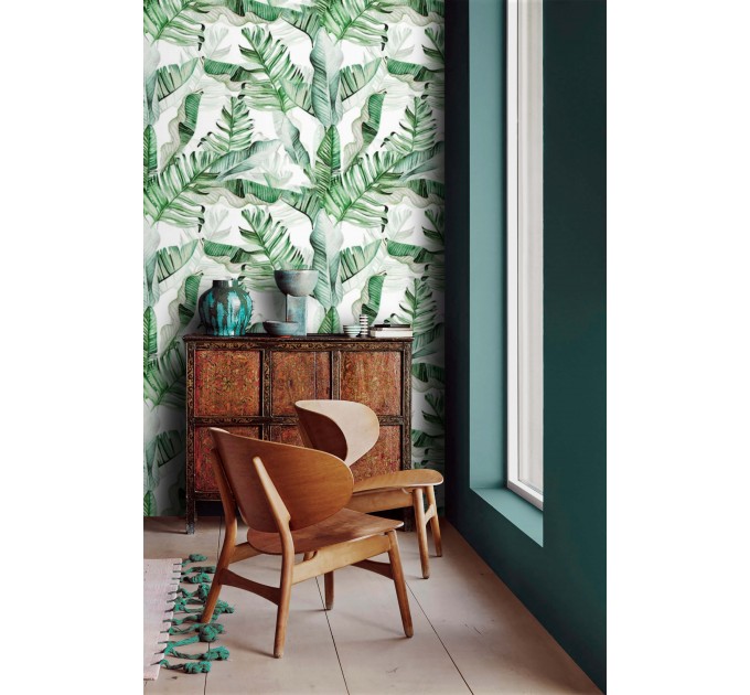 Wallpaper banana leaves Peel and stick removable wallpaper