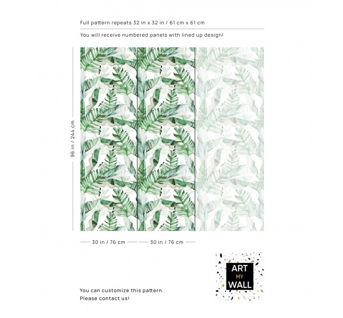 Wallpaper banana leaves Peel and stick removable wallpaper