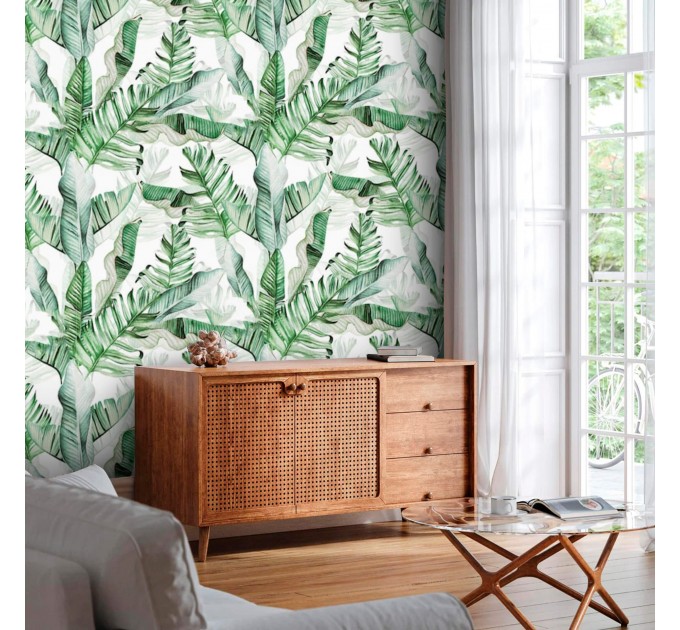 Wallpaper banana leaves Peel and stick removable wallpaper