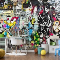 Graffiti wall mural Street art wallpaper teenage print