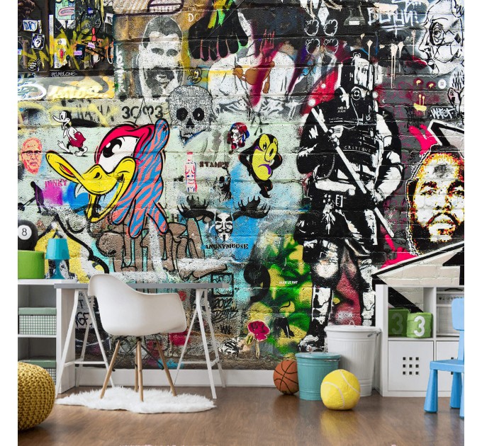 Graffiti wall mural Street art wallpaper teenage print