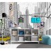 City street wall mural with urban design Contemporary cityscape