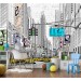 City street wall mural with urban design Contemporary cityscape