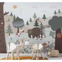 Forest and animals kids wall mural Nursery wallpaper