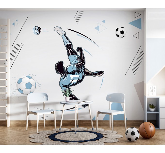 Football sport Boys room wall mural Bicycle kick