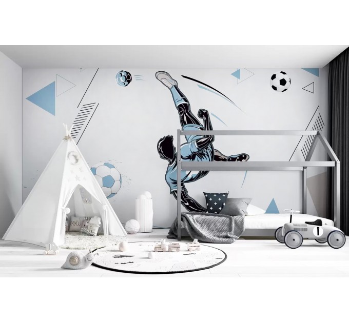Football sport Boys room wall mural Bicycle kick