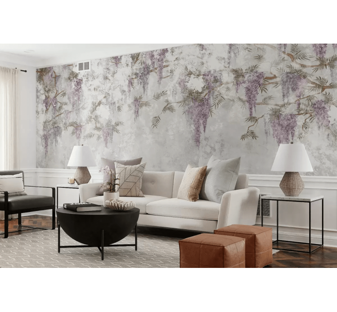 Lilac floral wallpaper Botanical wall mural