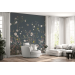 Dark floral wall mural with birds Accent wallpaper garden