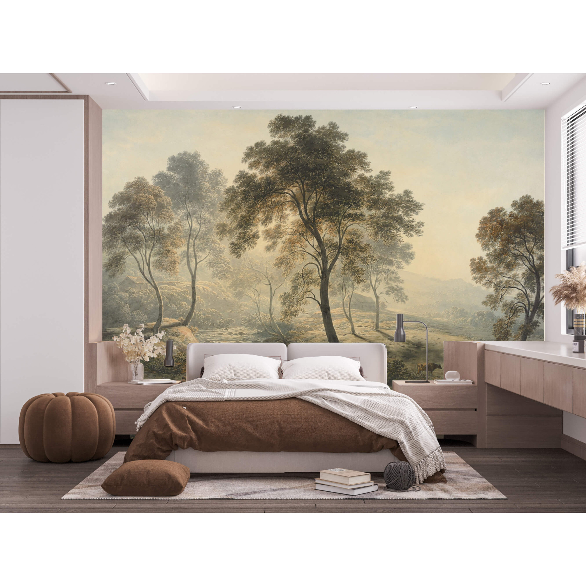 Vintage painting wall mural, scenic landscape | ArtMyWall