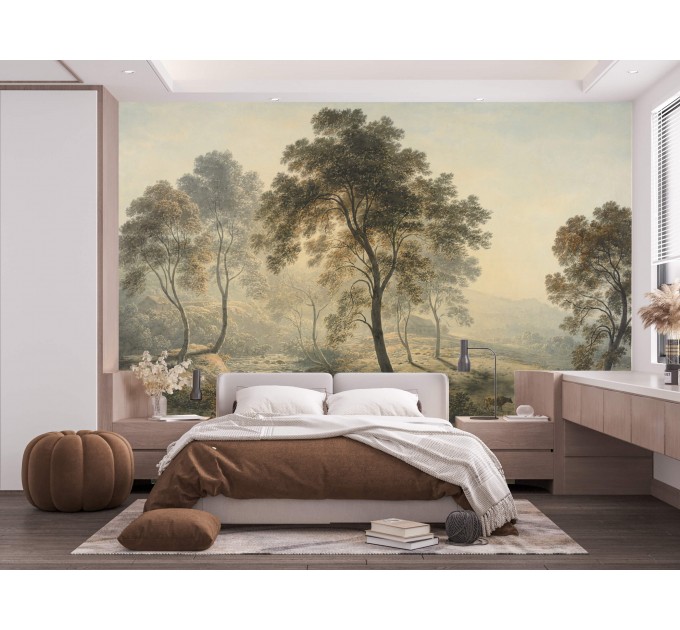 Scenic tree landscape home decor, Vintage wallpaper