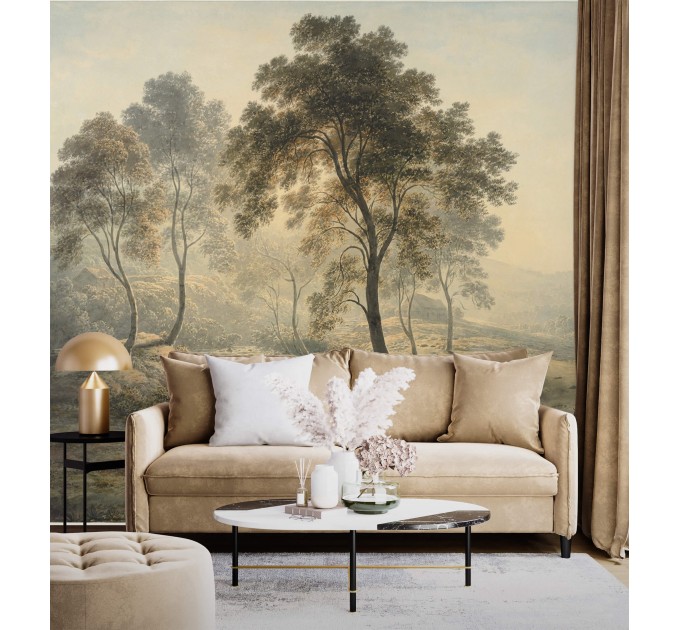 Scenic tree landscape home decor, Vintage wallpaper