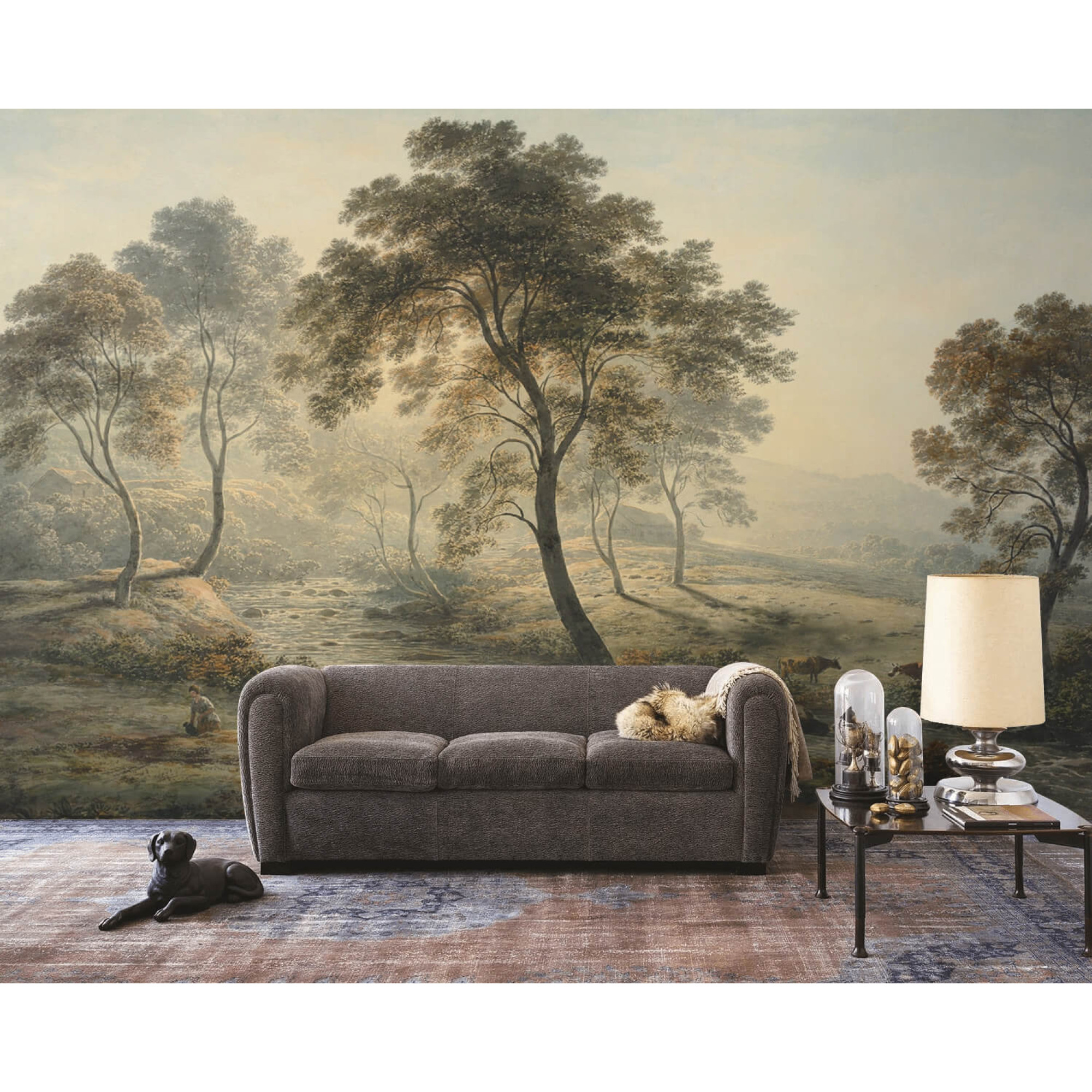 Vintage painting wall mural, scenic landscape | ArtMyWall