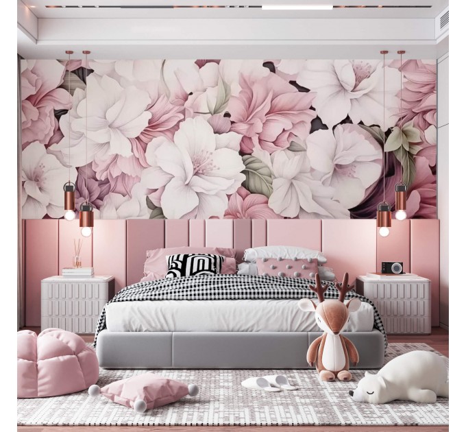 Pastel flowers wallpaper | Large floral wall mural