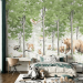 Fairy forest children's wallpaper with cute animals