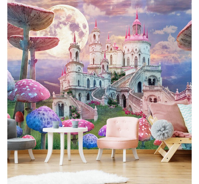 Fairy castle wall mural Girl's room wallpaper wonderland