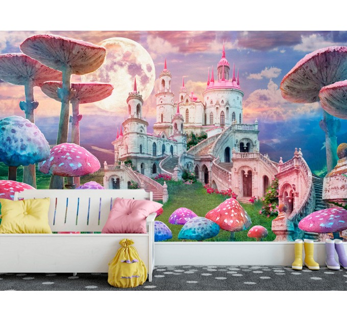 Fairy castle wall mural Girl's room wallpaper wonderland