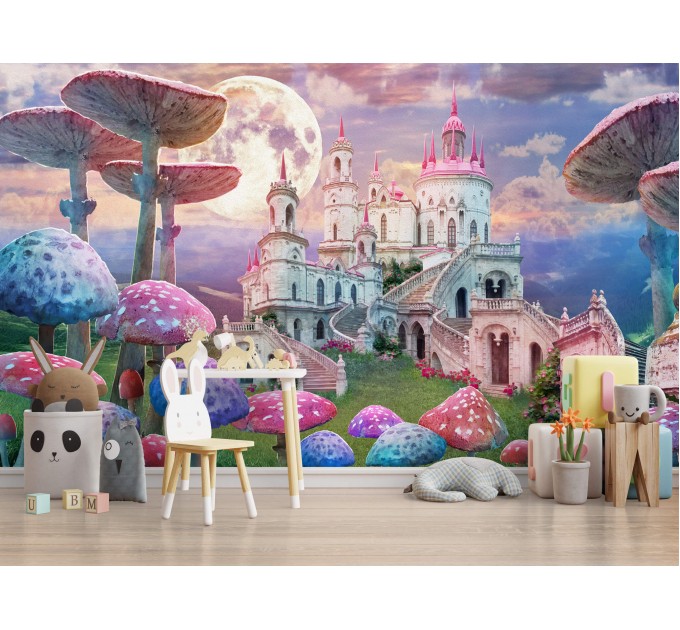 Fairy castle wall mural Girl's room wallpaper wonderland