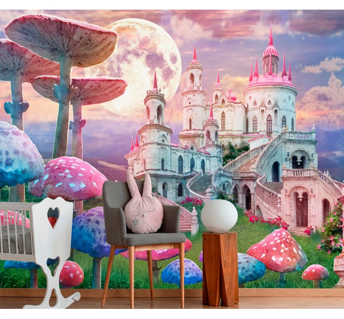 Fairy castle wall mural Girl's room wallpaper wonderland