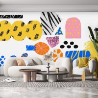 Vibrant wallpaper abstract shapes Colorful wall mural