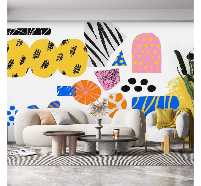 Vibrant wallpaper abstract shapes Colorful wall mural