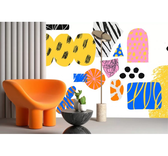 Vibrant wallpaper abstract shapes Colorful wall mural