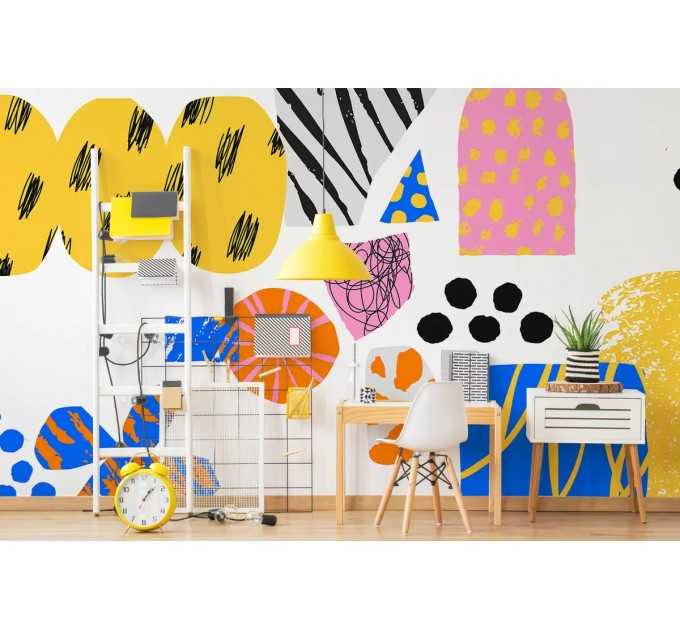 Vibrant wallpaper abstract shapes Colorful wall mural