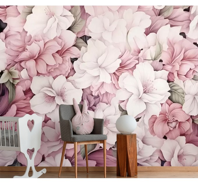 Pastel flowers wallpaper | Large floral wall mural