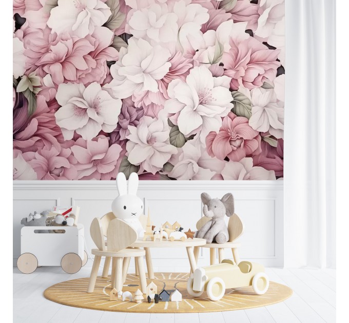 Pastel flowers wallpaper | Large floral wall mural