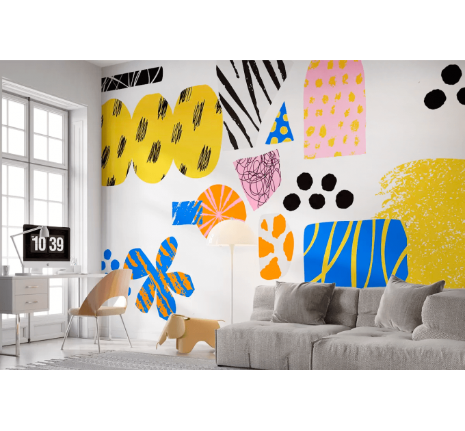 Vibrant wallpaper abstract shapes Colorful wall mural