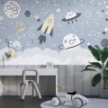 Space rocket wall mural Planets and stars wallpaper kids