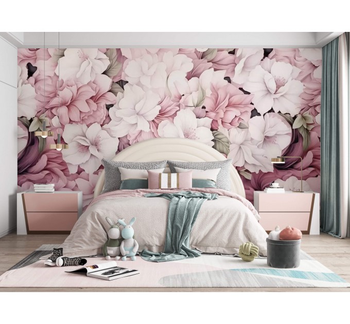 Pastel flowers wallpaper | Large floral wall mural