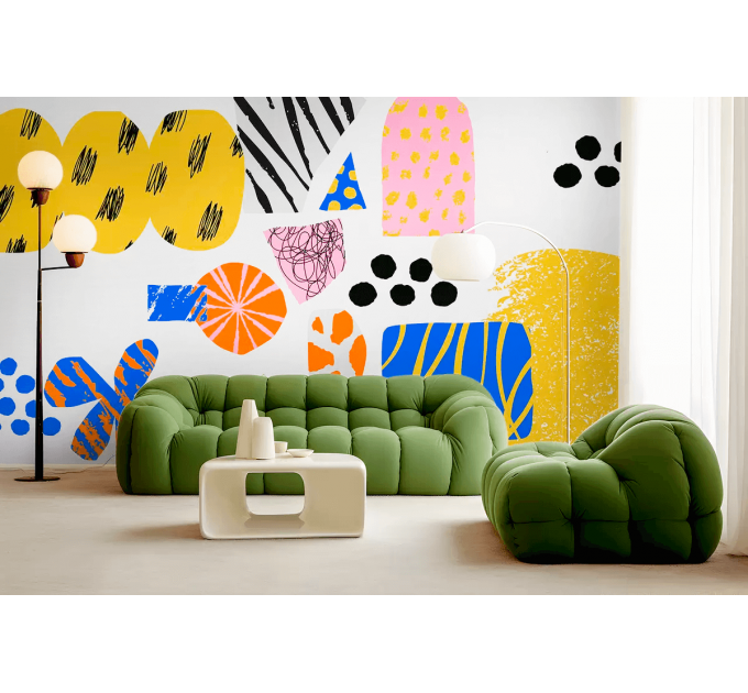 Vibrant wallpaper abstract shapes Colorful wall mural