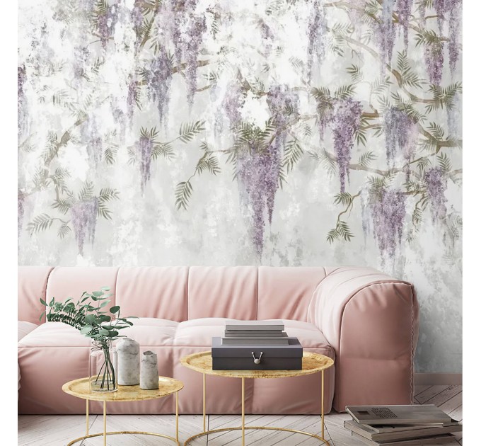 Lilac floral wallpaper Botanical wall mural