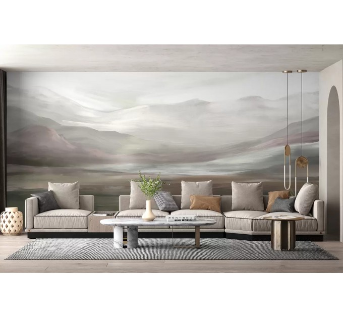 Foggy landscape wallpaper Mountains wall mural