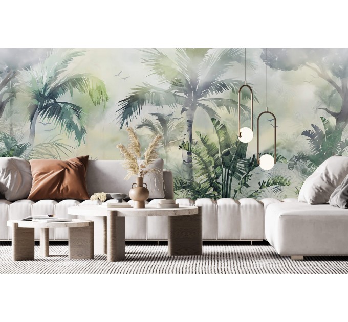 Tropical wallpaper mural palms, Accent wall mural