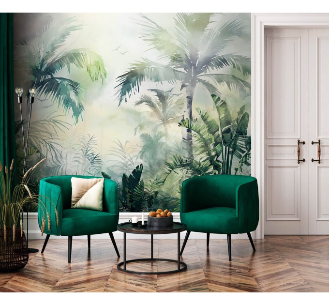 Tropical wallpaper mural palms, Accent wall mural