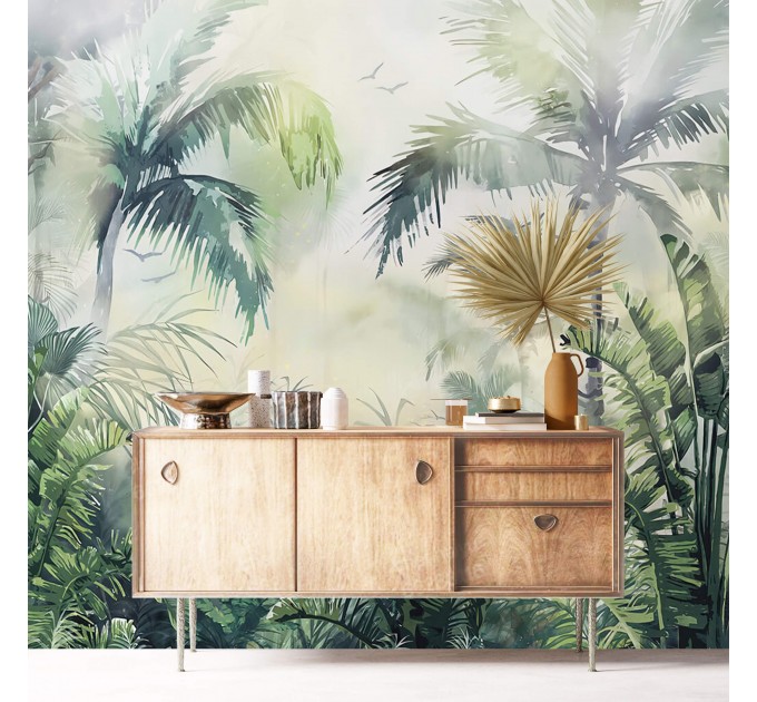 Tropical wallpaper mural palms, Accent wall mural