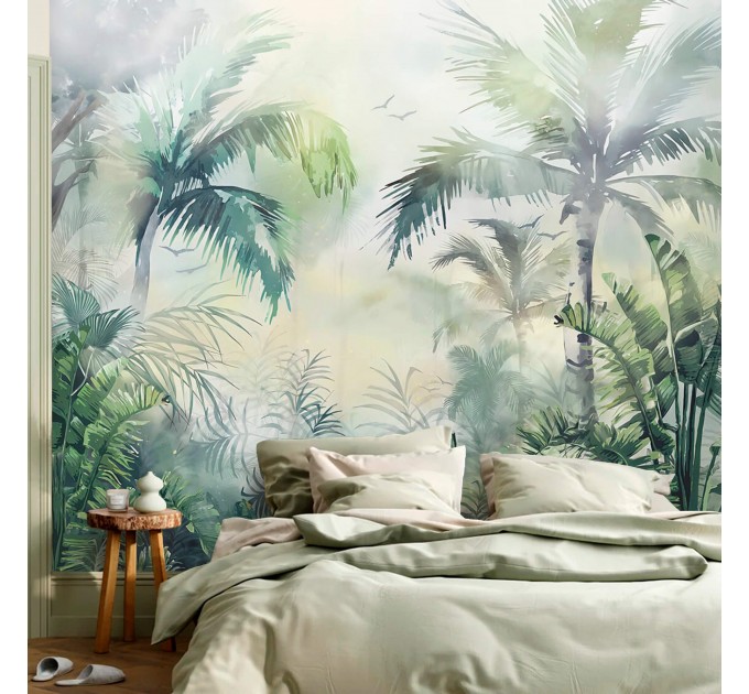 Tropical wallpaper mural palms, Accent wall mural