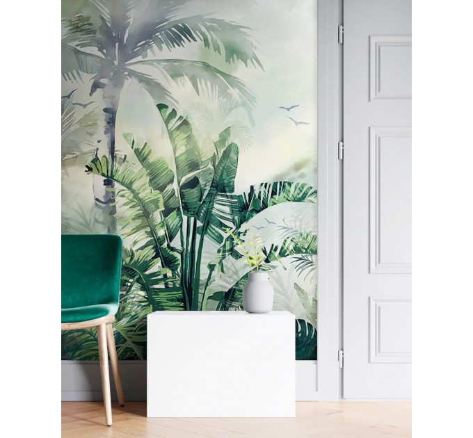Tropical wallpaper mural palms, Accent wall mural