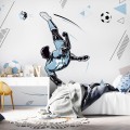 Football sport Boys room wall mural Bicycle kick