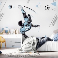 Football sport Boys room wall mural Bicycle kick