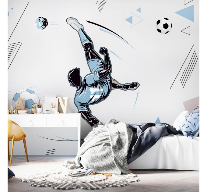 Football sport Boys room wall mural Bicycle kick