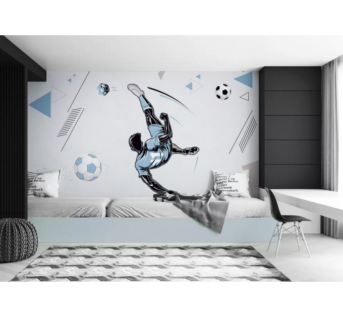 Football sport Boys room wall mural Bicycle kick