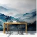 Foggy blue mountains wallpaper mural landscape